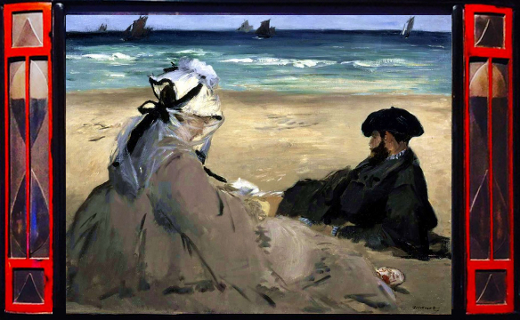 Édouard Manet, Sur la plage, 1873 avec son cadre Eileen Gray, Collection Jacques Doucet